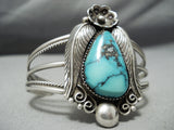 Paul Bard Vintage Native American Navajo Blue Warrior Turquoise Sterling Silver Bracelet Old-Nativo Arts