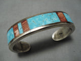 Opulent Vintage Native American Navajo #8 Turquoise Sterling Silver Bracelet Old-Nativo Arts