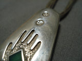 Native American Amazing Vintage Hands Inlay Turquoise Sterling Silver Necklace-Nativo Arts
