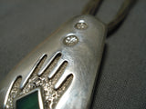 Native American Amazing Vintage Hands Inlay Turquoise Sterling Silver Necklace-Nativo Arts