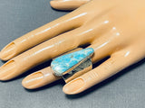 Amazing Native American Navajo Old Kingman Turquoise Sterling Silver Ring-Nativo Arts