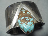 Native American Heavy 243 Gram Natrive American #8 Turquoise Sterling Silver Bracelet-Nativo Arts