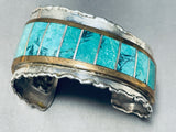 One Of The Most Unique Ever Vintage Native American Navajo Turquoise Sterling Silver Bracelet-Nativo Arts