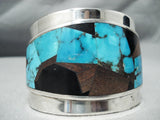 Colossal Heavy Vintage Native American Navajo Blue Diamond Turquoise Sterling Silver Bracelet-Nativo Arts