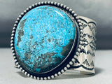 Ocean Boulder Turquoise Native American Navajo Sterling Silver Heavy Bracelet-Nativo Arts