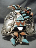 Big And Crazy Native American Navajo Turquoise Sterling Silver Kachina Bracelet-Nativo Arts