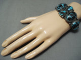 Very Rare Vintage Native American Navajo Godber Turquoise Sterling Silver Bracelet-Nativo Arts