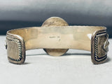 Important Unique Vintage Native American Navajo Feather Turquoise Sterling Silver Bracelet-Nativo Arts