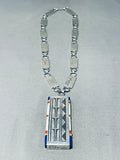 Timmy Yazzie Important Vintage Native American Navajo Side Inlay Sterling Silver Necklace-Nativo Arts