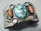 Authentic Vintage Native American Navajo Blue Diamond Turquoise Sterling Silver Bracelet-Nativo Arts
