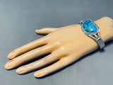 Vivid Native American Navajo Intense Turquoise Sterling Silver Bracelet Signed-Nativo Arts