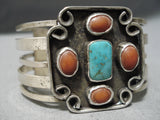 Superior Vintage Native American Navajo Sterling Silver Cross Turquoise Bracelet Old-Nativo Arts