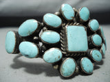Stunning Vintage Native American Navajo Old Kingman Turquoise Sterling Silver Bracelet-Nativo Arts