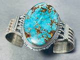 Intense Spiderweb Native American Navajo Turquoise Sterling Silver Bracelet Cuff-Nativo Arts