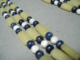 Native American Exceptional Vintage Santo Domingo Lapis Pearl Serpentine Necklace-Nativo Arts