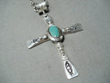 Incredible Navajo Turquoise Sterling Silver Cross Necklace Native American-Nativo Arts