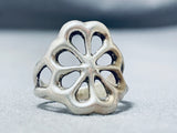 Impressive Vintage Native American Navajo Handcarved Sterling Silver Floral Ring-Nativo Arts