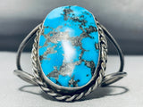 Massive Morenci Turquoise Vintage Native American Navajo Sterling Silver Bracelet Cuff-Nativo Arts
