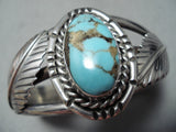 Magnificent Vintage Native American Navajo Pilot Mountain Turquoise Sterling Silver Bracelet-Nativo Arts