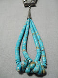 Statement Vintage Santo Domingo Native American Navajo Turquoise Tubule Sterling Silver Necklace-Nativo Arts