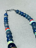 Authentic Singer Lapis Vintage Native American Navajo Sterling Silver Turquoise Necklace-Nativo Arts