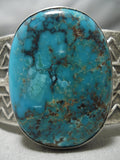 Heavy 139 Grams Native American Blue Wind Turquoise Sterling Silver Bracelet-Nativo Arts
