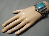 Incredible Vintage Navajo Old Kingman Turquoise Sterling Silver Bracelet-Nativo Arts