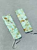 Jimmy Pete Native American Navajo Green Turquoise Sterling Silver Earrings-Nativo Arts