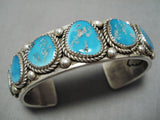 Stunning Vintage Native American Navajo Blue Gem Turquoise Sterling Silver Bracelet Cuff Old-Nativo Arts