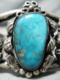 Heavy Vintage Native American Navajo Blue Diamond Turquoise Sterling Silver Bracelet-Nativo Arts
