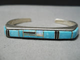 Thicker Vintage Native American Navajo Turquoise Opal Sterling Silver Bracelet Cuff-Nativo Arts