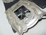 Early Heavy Vintage Native American Navajo Hand Tooled Sterling Silver Concho Belt Old-Nativo Arts