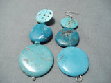 Marvelous Navajo Turquoise Sterling Silver Earrings Native American-Nativo Arts