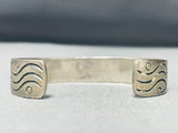 Detailed Vintage Native American Navajo Turquoise Inlay Sterling Silver Bracelet-Nativo Arts