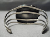 Rare Vintage Native American Navajo Smokey Bisbee Turquoise Sterling Silver Leaf Bracelet-Nativo Arts