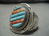 Amazing Vintage Native American Navajo Turquoise Sterling Silver Eddy Chaco Ring-Nativo Arts