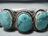 Superb Vintage Native American Navajo 5 Spiderweb Turquoise Sterling Silver Bracelet-Nativo Arts
