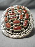Colossal Navajo Coral Sterling Silver Ring Native American-Nativo Arts