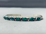 Exceptional Vintage Native American Navajo Green Agate Sterling Silver Bracelet-Nativo Arts