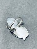 Taller Vintage Native American Navajo Pearl Sterling Silver Leaf Ring Old-Nativo Arts