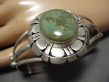 Stunning Native American Carico Lake Turquoise Sterling Silver Bracelet Old-Nativo Arts