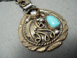 Harry B Yazzie Vintage Native American Navajo Turquoise Sterling Silver Gold Necklace-Nativo Arts