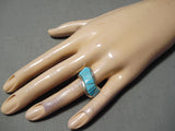 Exquisite Vintage Navajo Turquoise Sterling Silver Ring Native American-Nativo Arts