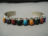 Amazing Willie Begay Vintage Native American Navajo Rainbow Sterling Silver Turquoise Bracelet-Nativo Arts