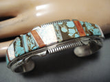 Beautiful Native American Navajo #8 Turquoise Mine, Coral, Opal Sterling Silver Bracelet-Nativo Arts