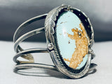 Rare Turquoise Mine Vintage Native American Navajo #8 Sterling Silver Bracelet Old-Nativo Arts