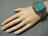 Dynamite Vintage Native American Navajo Squared Royston Turquoise Sterling Silver Bracelet-Nativo Arts