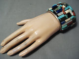 One Of The Best Ever Vintage Native American Navajo Turquoise Inlay Sterling Silver Bracelet-Nativo Arts