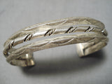 Detailed Vintage Native American Navajo Coiled Sterling Silver Bracelet Old-Nativo Arts