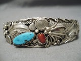 Magnificent Vintage Native American Navajo Sterling Silver Swirl Garden Turquoise Bracelet-Nativo Arts